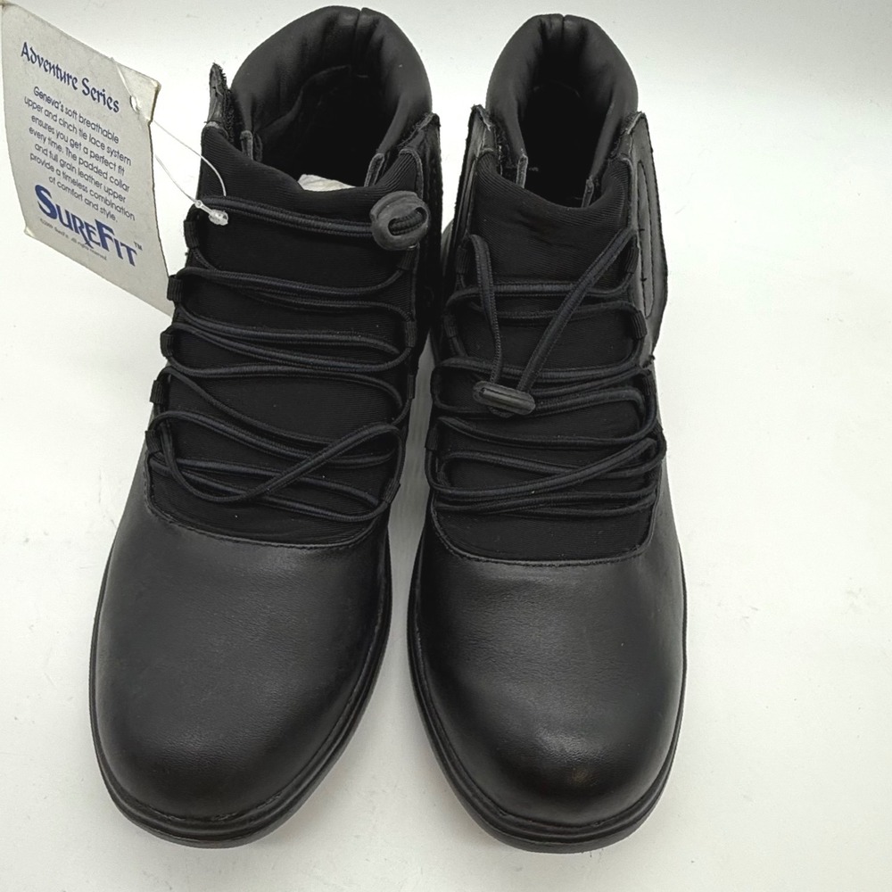 Geneva SureFit work boot 8.5 W Adventure Series Black Leather lightweight‎ wide